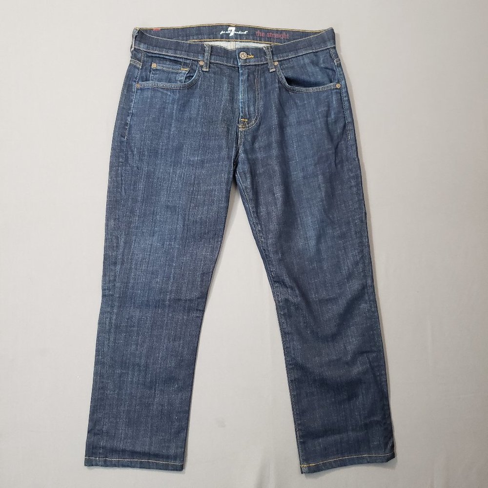 7 For All Mankind The Straight Crop Capri Jeans Womens Size 32 Dark Wash